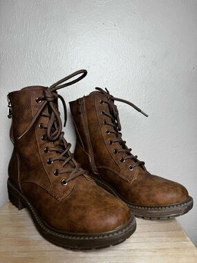 Brown Lace-Up Combat Boots